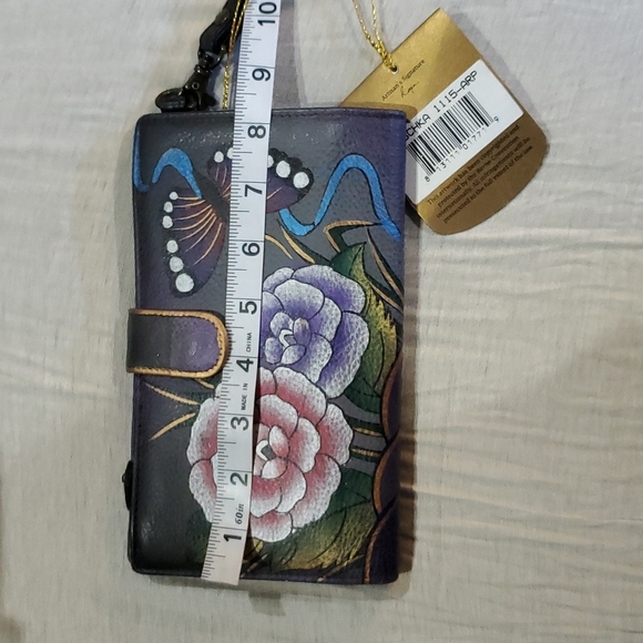 Anuschka Grey handpainted rose animal print safari hobo shoulder bag nwot - Picture 15 of 16